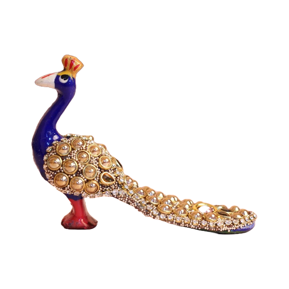 Handmade Metal 2 inches Peacock Statue Showpiece Decorative for Home Living Room Office Bedroom Decor Gift Item